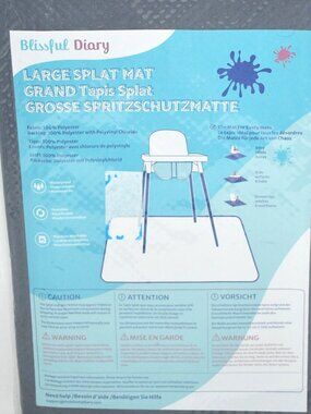 Blissful Diary Baby Splat Mat, 50.4” Waterproof Washable High Chair Floor Mat, N